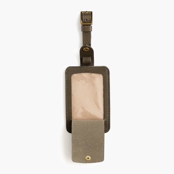 J Crew Olive Leather luggage tag - Picture 2 of 4